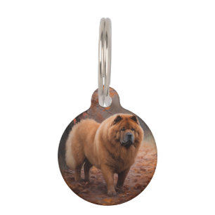 Chow Chow in Autumn Leaves Fall Inspire  Pet Tag