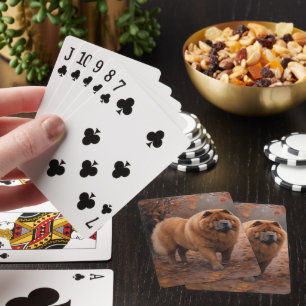 Chow Chow in Autumn Leaves Fall Inspire  Playing Cards