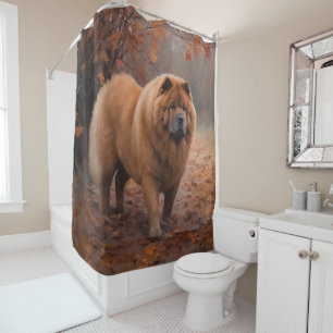Chow Chow in Autumn Leaves Fall Inspire  Shower Curtain