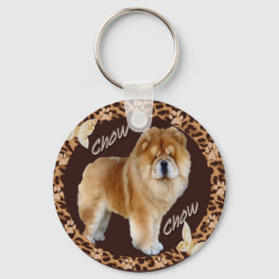 Chow Chow Leopard with Pawprint Key Ring