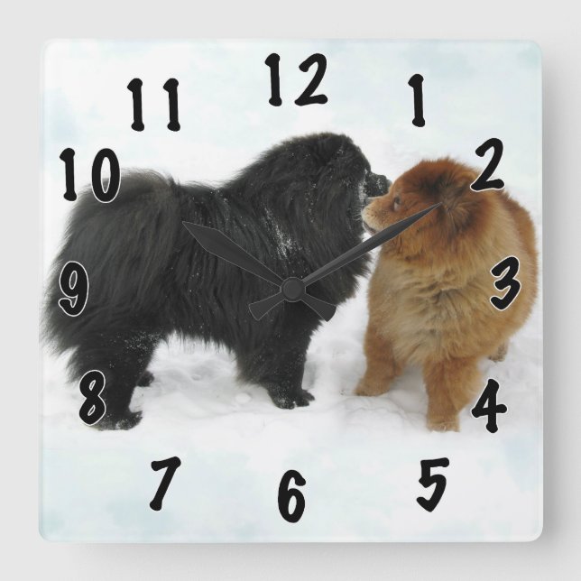 Chow-Chow-Liebe Square Wall Clock (Front)
