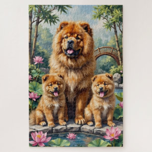 Chow Chow Lotus Garden Art Jigsaw Puzzle