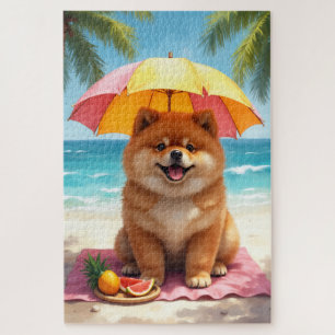 Chow Chow Luxury Beach Scene Jigsaw Puzzle