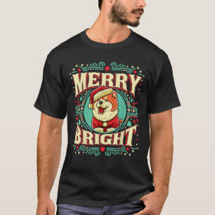 Chow Chow Merry Bright Christmas Santa Claus Dog  T-Shirt