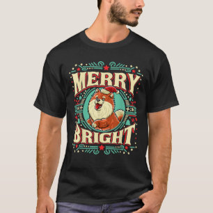 Chow Chow Merry Bright Christmas Santa Claus Dog  T-Shirt