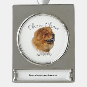 Chow Chow Mum Keychain Silver Plated Banner Ornament