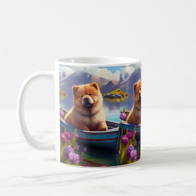 Chow Chow on a Paddle: A Scenic Adventure Coffee Mug (Left)