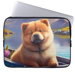 Chow Chow on a Paddle: A Scenic Adventure Laptop Sleeve