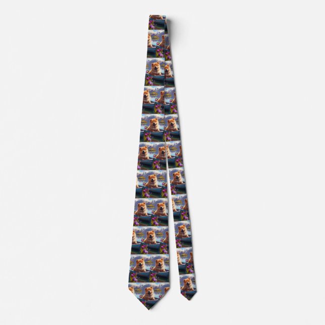 Chow Chow on a Paddle: A Scenic Adventure Tie (Front)