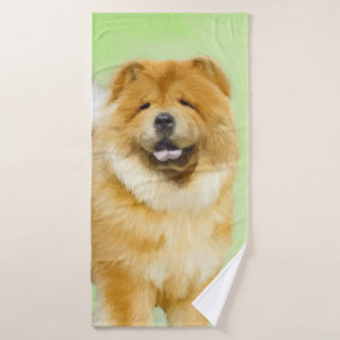 Chow Chow Painting - Cute Original Dog Art Bath Towel Set