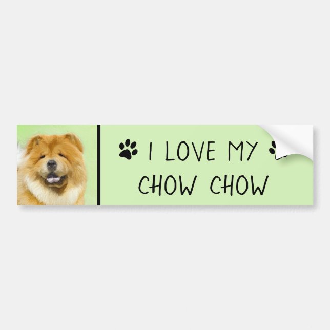 Chow Chow Painting - Cute Original Dog Art Bumper Sticker (Front)
