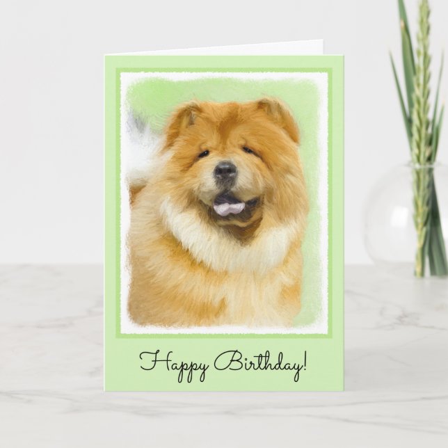 Chow Chow Painting - Cute Original Dog Art Card (Front)