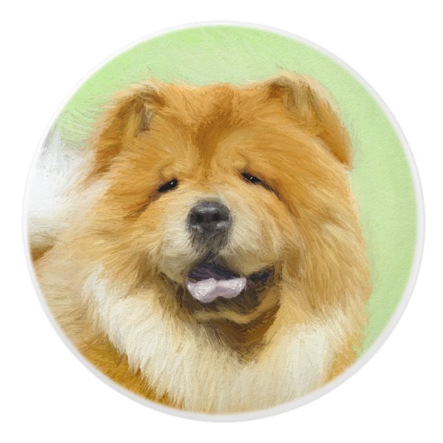 Chow Chow Painting - Cute Original Dog Art Ceramic Knob (Front)