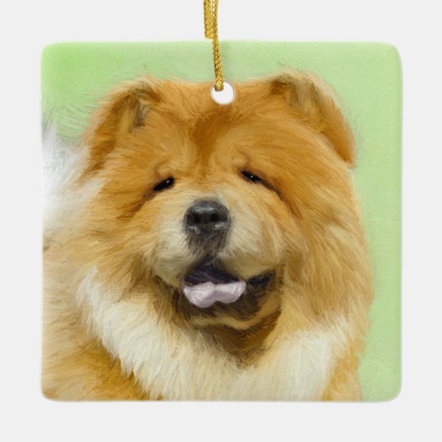 Chow Chow Painting - Cute Original Dog Art Ceramic Ornament (Front)