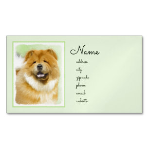 Chow Chow Painting - Cute Original Dog Art Magnetic Business Card