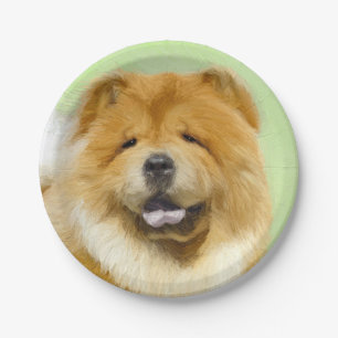 Chow Chow Painting - Cute Original Dog Art Paper Plate