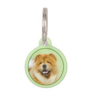 Chow Chow Painting - Cute Original Dog Art Pet Tag