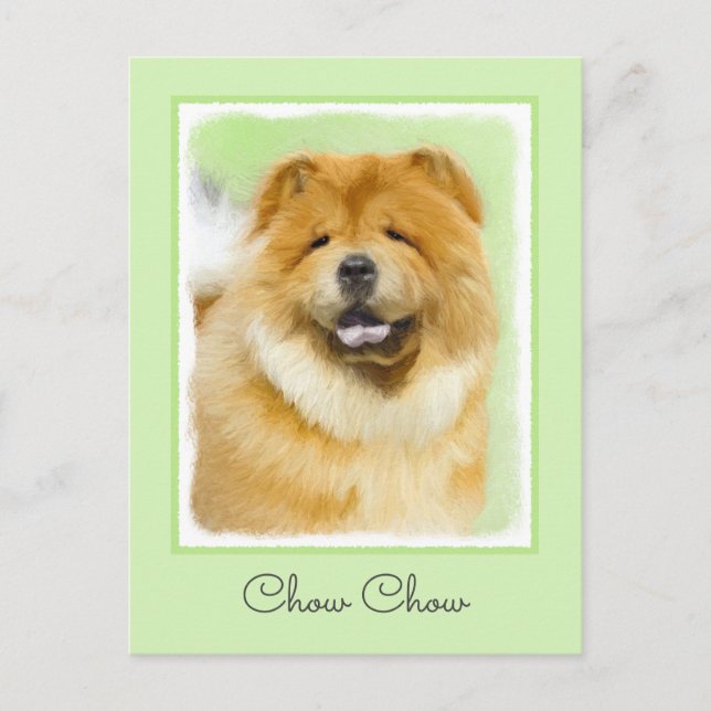 Chow Chow Painting - Cute Original Dog Art Postcard (Front)