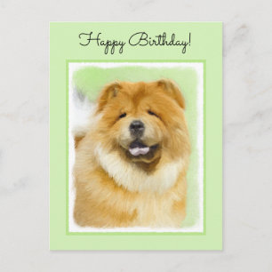 Chow Chow Painting - Cute Original Dog Art Postcard