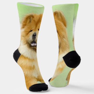 Chow Chow Painting - Cute Original Dog Art Socks