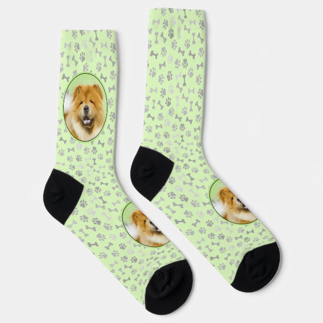 Chow Chow Painting - Cute Original Dog Art Socks (Right)
