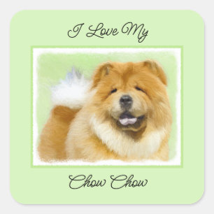 Chow Chow Painting - Cute Original Dog Art Square Sticker