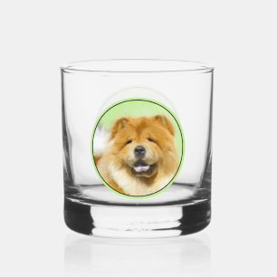 Chow Chow Painting - Cute Original Dog Art Whiskey Glass