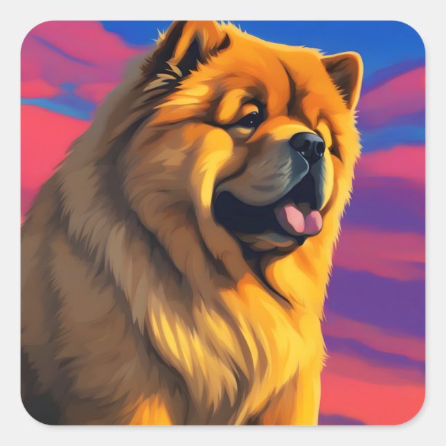 Chow Chow Painting Square Sticker (Front)