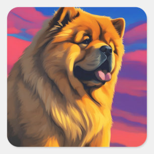 Chow Chow Painting Square Sticker