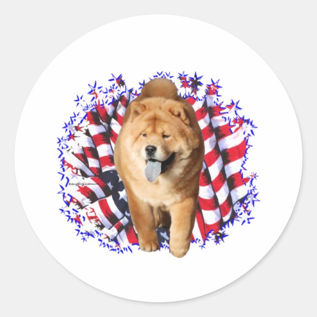 Chow Chow Patriot Classic Round Sticker (Front)