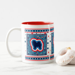 Chow Chow Patriotic Red White And Blue 4th Of July Two-Tone Coffee Mug