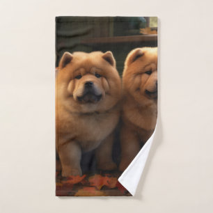 Chow Chow Puppy Autumn Delight Pumpkin Bath Towel Set