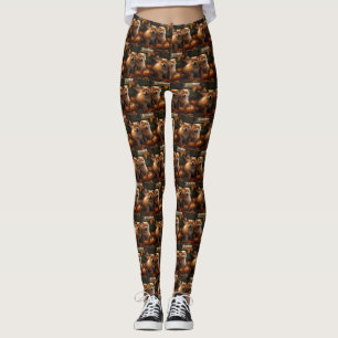 Chow Chow Puppy Autumn Delight Pumpkin Leggings