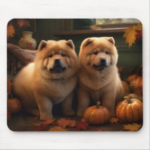 Chow Chow Puppy Autumn Delight Pumpkin Mouse Mat