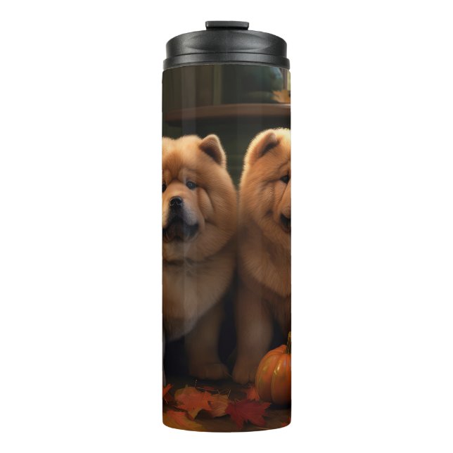 Chow Chow Puppy Autumn Delight Pumpkin Thermal Tumbler (Front)