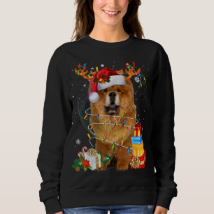 Chow Chow Reindeer Christmas Lights Funny Dog Xmas Sweatshirt