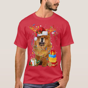 Chow Chow Reindeer Christmas Lights Merry Xmas Hol T-Shirt