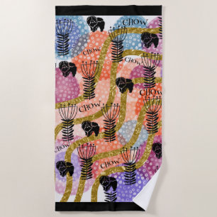 CHOW CHOW RETRO  BEACH TOWEL