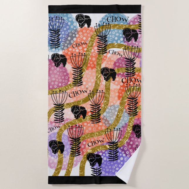 CHOW CHOW RETRO  BEACH TOWEL (Front)