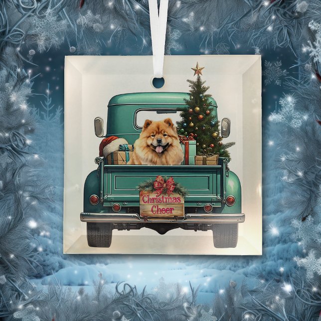 Chow Chow Retro Truck Christmas Glass Tree Decoration (Creator Uploaded)