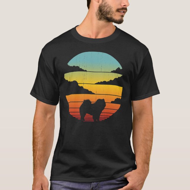 Chow Chow Retro Vintage 60s 70s Sunset Dog Lovers  T-Shirt (Front)