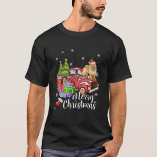 Chow Chow Riding Red Truck Xmas Merry Christmas T-Shirt