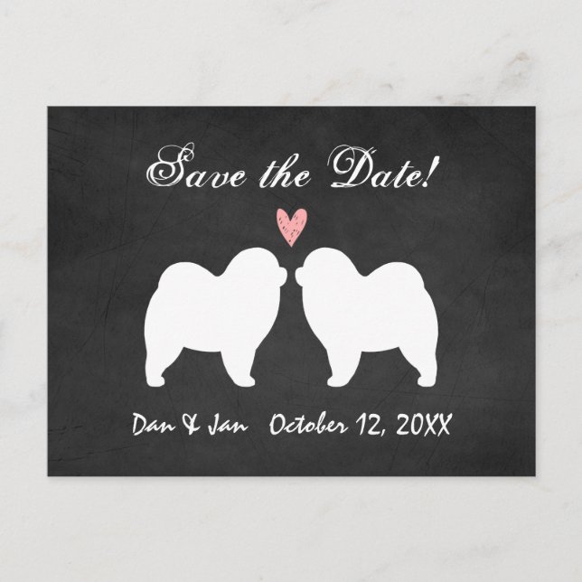 Chow Chow (Rough) Wedding Save the Date Announcement Postcard (Front)
