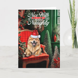 Chow Chow Santa Christmas Dog Naughty or Nice Holiday Card