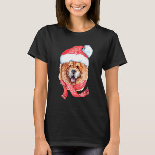 Chow Chow Santa Hat Red Scarf Cute Dog Christmas T-Shirt