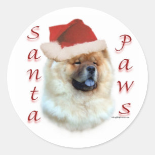 Chow Chow Santa Paws Classic Round Sticker