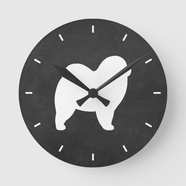 Chow Chow Silhouette Round Clock (Front)