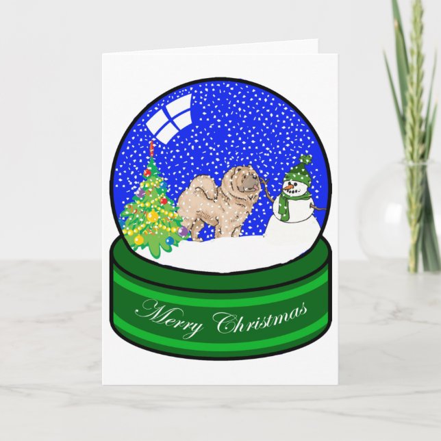 chow chow snow globe holiday card (Front)