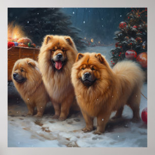 Chow Chow Snowy Sleigh Christmas Decor  