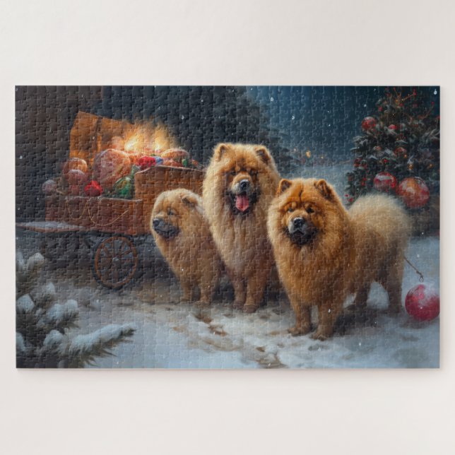 Chow Chow Snowy Sleigh Christmas Decor Jigsaw Puzzle (Horizontal)
